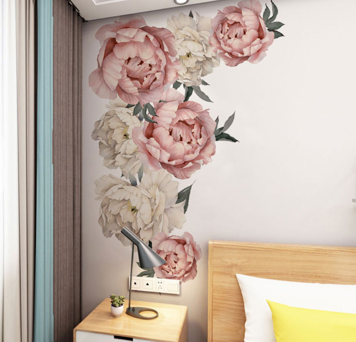 3D интерьерные виниловые наклейки на стены Пионы - цветы 60-40 см № 1 в детскую .Обои - фото 2 - id-p1025256600