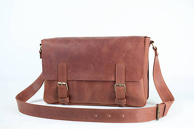 Чоловіча сумка Джоерман з натуральної шкіри колір Коньяк