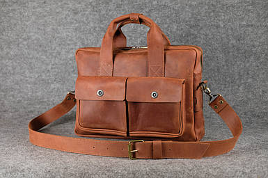 Чоловіча сумка Бенджамін з натуральної шкіри колір Коньяк