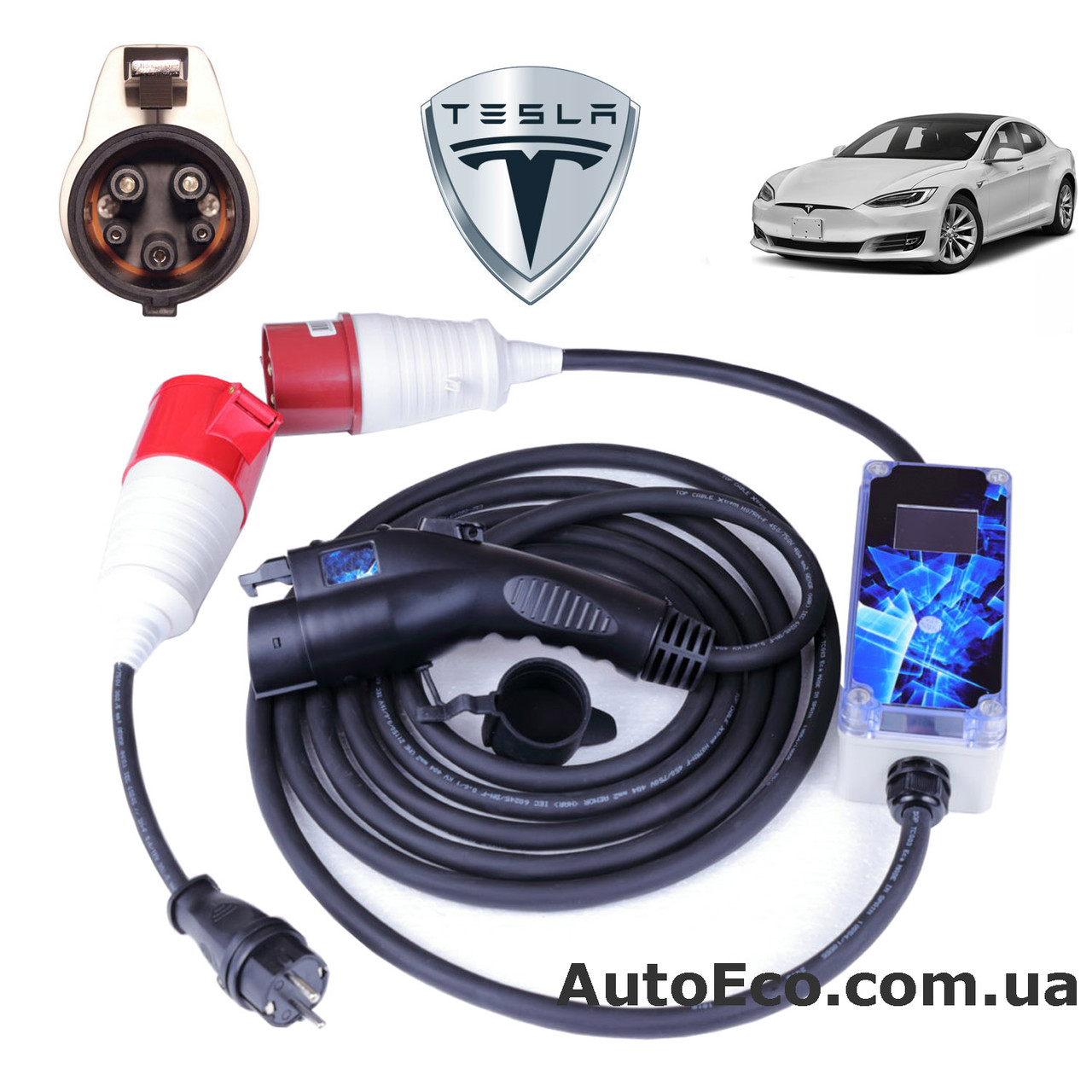 Зарядний пристрій для електромобіля Tesla Model S AutoEco J1772-32A-Wi-Fi