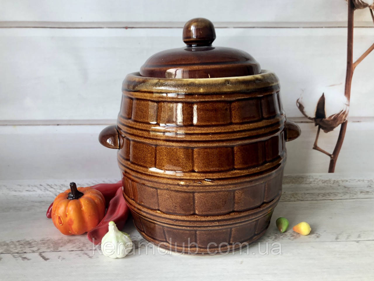 Бочонок для солінь із водяним закривом V 8  л, фото 1