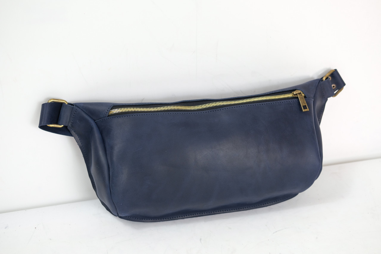 Шкіряна сумка Модель №55, натуральна Вінтажна шкіра, колір Синій