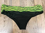 Купальник жіночий роздільний великий розмір 5XL 56 розмір зелений з чорними смугами, фото 8