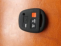 Чехол (черный, силиконовый) для авто ключа Toyota (Тойота) 3 кнопки с логотипом