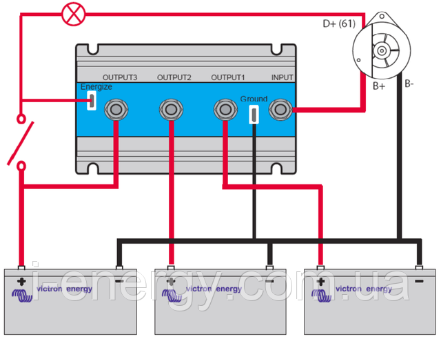 Схема підключення Argo FET Battery Isolators