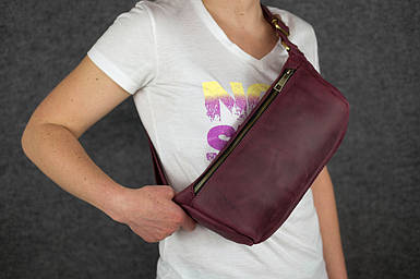 Шкіряна сумка Модель №56 міні, натуральна Вінтажна шкіра, колір Бордо
