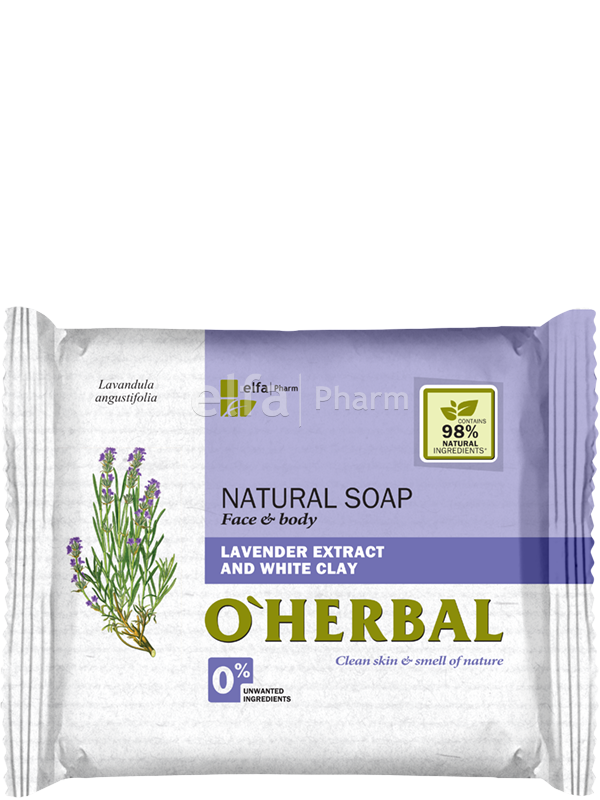 Натуральне мило з екстрактом лаванди та білою глиною 100 г O'Herbal