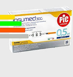 Шприц Інсумед - Insumed для інсуліну U-100 0,5 мл*8мм, 30G (30 шт. в упаковці)