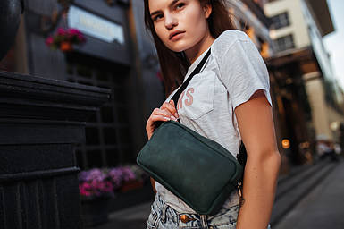 Жіноча сумка "Модель №58" з натуральної шкіри колір Зелений