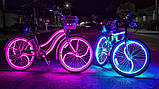 Яскрава підсвітка велосипеда світлодіодною смугою в силіконі. Колір — великогодзвінка (ржб) на пульті ДК!, фото 8