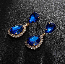 Сережки з камінням gold royal blue