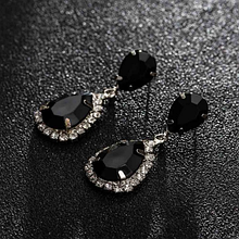 Сережки з камінням silver black