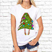 Жіноча футболка з новорічним принтом "Ялинка" Push IT