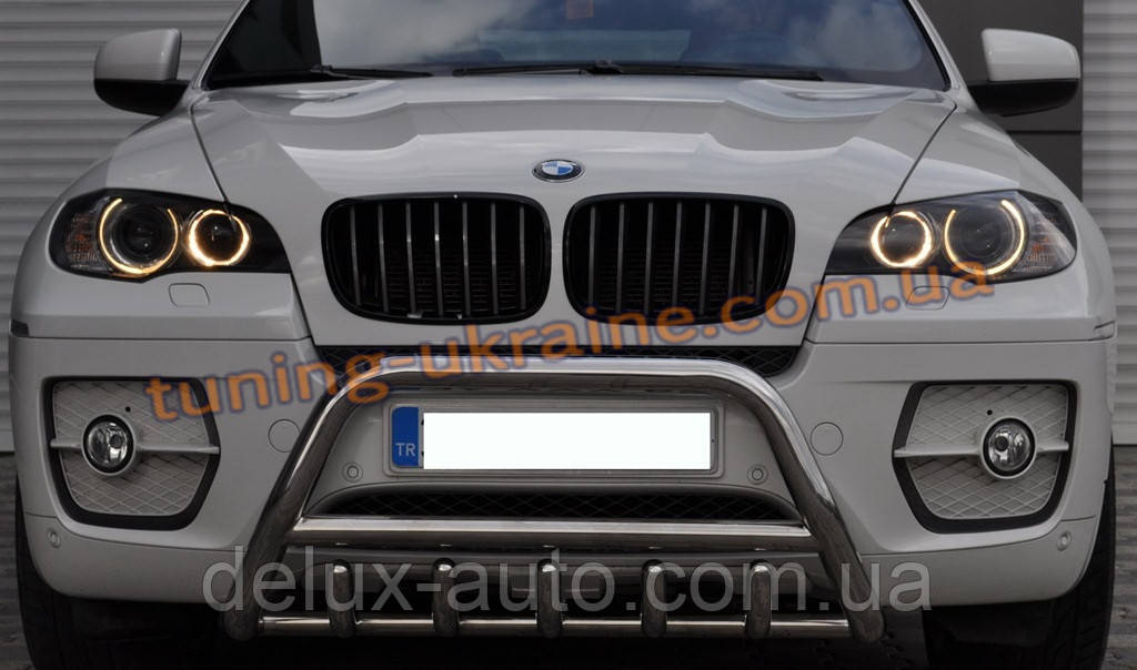 Захист переднього бампера кенгурятник з нержавійки на Bmw X5 2007-2013