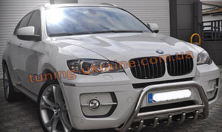 Захист переднього бампера кенгурятник з нержавійки на Bmw X6 2008-2014