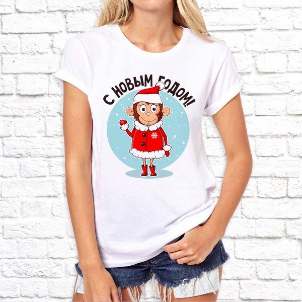 Жіноча футболка з новорічним принтом "З новим роком!" Push IT