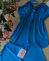 Жіноча нічна сорочка Galina R 07 на брелях Синій
