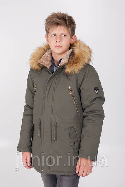 Зимова куртка парку на хутрі для хлопчика 