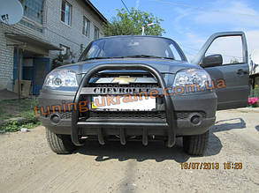 Кенгурятник високий чорний мат на Chevrolet Niva Bertone 2010+