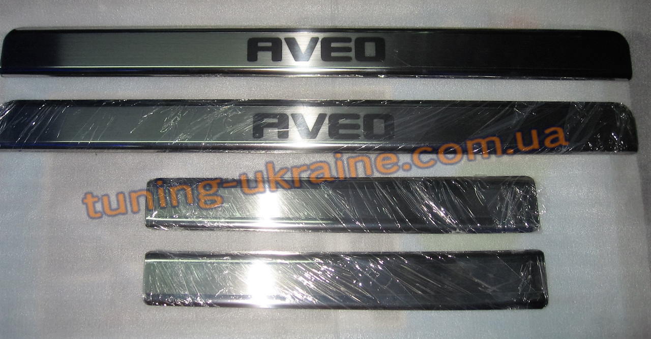 Хром накладки на пороги вузькі для Chevrolet Aveo 2006-2011