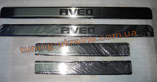 Хром накладки на пороги вузькі для Chevrolet Aveo 2006-2011