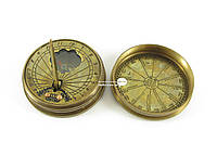 Солнечные часы с компасом карманные бронзовые 5х5х1,5см (26606)