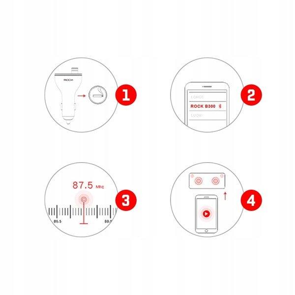 FM трансмітер модулятор Rock B300 Bluetooth з функцією зарядного пристрою (Чорний, два USB-порту) FM трансмітер модулятор Rock B300 Bluetooth з функцією зарядного пристрою (Чорний, два USB-порту)
