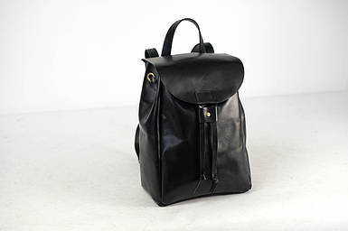 Жіночий шкіряний рюкзак Токіо, розмір середній, натуральна шкіра італійський Краст колір Чорний
