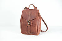 Жіночий шкіряний рюкзак Київ, розмір великий, натуральна Вінтажна шкіра колір коричневий, відтінок Коньяк