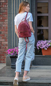 Жіночий шкіряний рюкзак Лімбо, розмір середній, натуральна Вінтажна шкіра колір Бордо