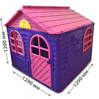 Акція! Пластиковий ігровий дитячий садковий будиночок 129*129 см, Doloni, дитячий будинок рожево-фіолетовий