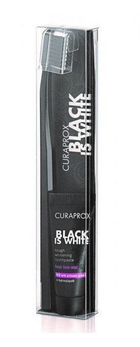 Набір зубна паста Curaprox Black is White, 10 мл і зубна щітка CS 5460 ultra soft (чорного кольору), фото 1