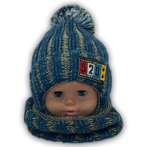 Вязаная шапка на завязках и хомут