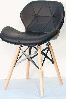 Стул Invar XXL черный кожзам, на буковых деревянных ножках, скандинавский стиль, дизайн Charles Eames