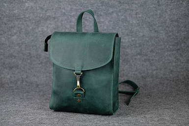Жіночий шкіряний рюкзак Венеція, розмір міні, натуральна Вінтажна шкіра колір Зелений