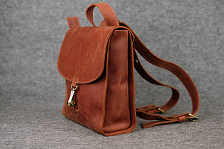 Жіночий шкіряний рюкзак Венеція, розмір міні, натуральна Вінтажна шкіра колір коричневый, відтінок Коньяк, фото 2