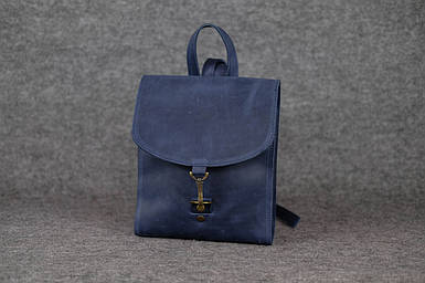 Жіночий шкіряний рюкзак Венеція, розмір міні, натуральна Вінтажна шкіра колір Синій