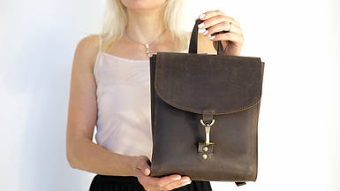Жіночий шкіряний рюкзак Венеція, розмір міні, натуральна Вінтажна шкіра колір коричневый, відтінок Шоколад