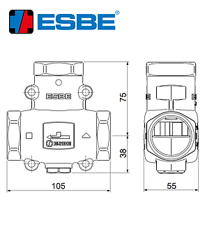 Триходовий змішувальний клапан Esbe VTC512 50°С DN32 1 1/2", фото 2