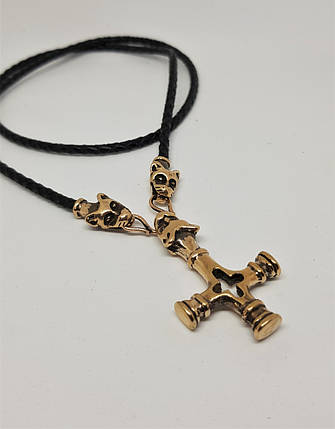 Мелот Тора, Хрест Святого Олафа з Фоссі, Червоний хрест, бронзова шийна прикраса з натуральною шкірою., фото 1