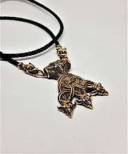 Молот Тора, Лапа Ворона, бронзова шийна прикраса з натуральною шкірою.
