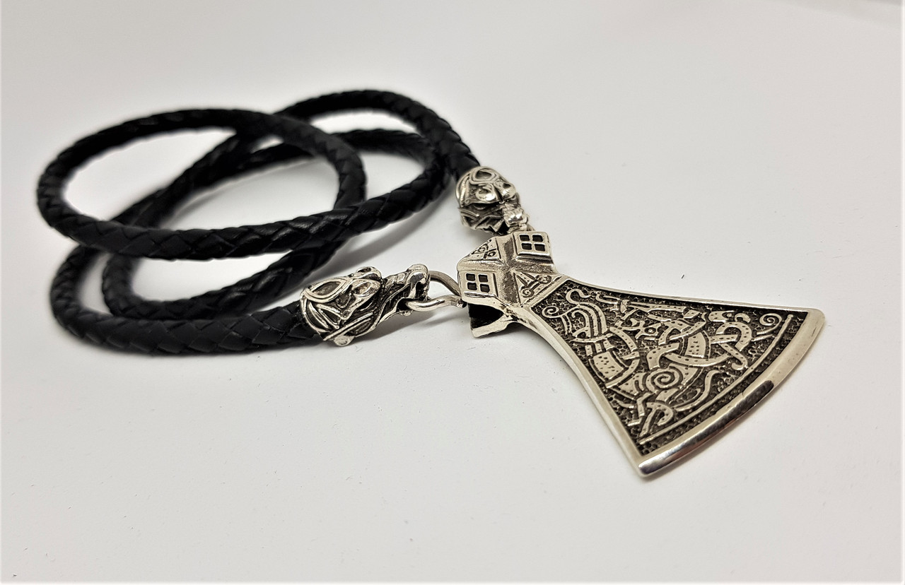 Сокира Скандинавська Маммен з головами Драконів, срібло 925, нашийна прикраса, амулет, талісман, підвіс
