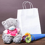 Готові паперові пакети білі з ручками 320*150*380 мм Білі крафт пакети з ручками великих розмірів, фото 2