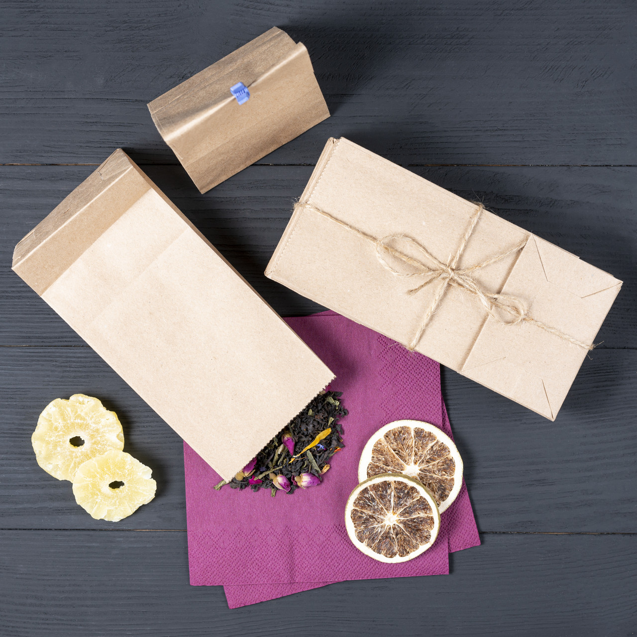 Пакет паперовий з дном 95*65*190 мм бурий фасувальний крафт пакет, фото 1