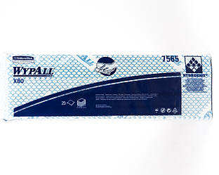 Протиральний матеріал WYPALL X80 в пачці, синій, 129,6 гр/м2, 25 аркушів, 1шар, Kimberly-Clark