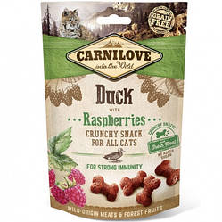 Carnilove Cat Crunchy Snack Ласощі для кішок качка, малина, (для імунітету), 50г