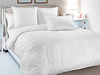 Полуторный комплект (Бязь) | Комплект постельного белья "Белый в полоску" | Простынь 150х220 см, белый