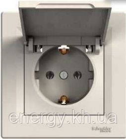 Розетка з з/к з кришкою крем Asfora EPH3100123