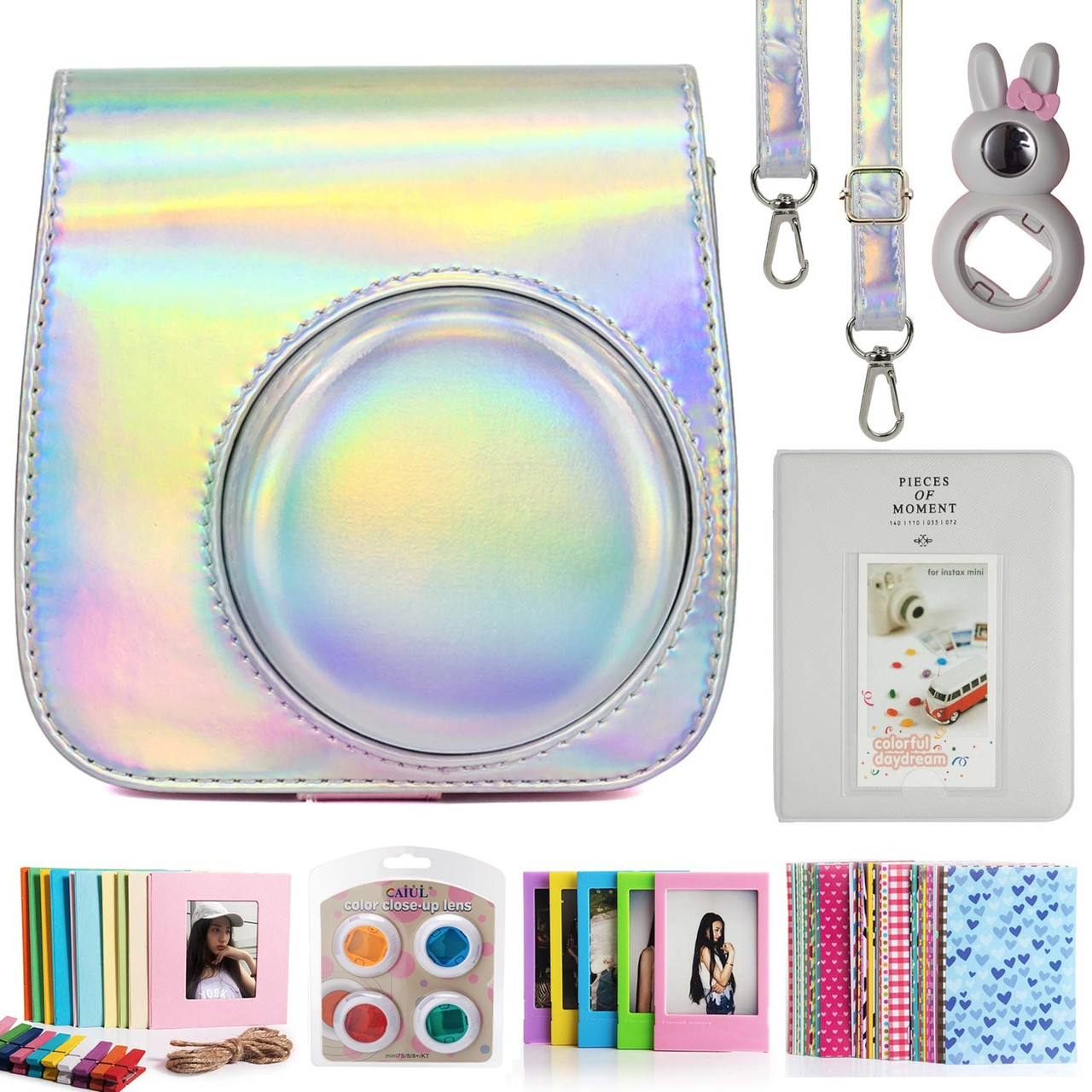 Набір для Камери Fujifilm Instax Mini 8, 8+, 9 Чохол, Лінзи, Рамкі, Альбом, Стикери від CAIUL Голографічний, фото 1