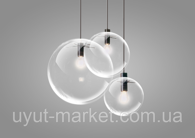Подвесной светильник стеклянный шар d30см Е27, 1,5м - фото 2 - id-p1026204940